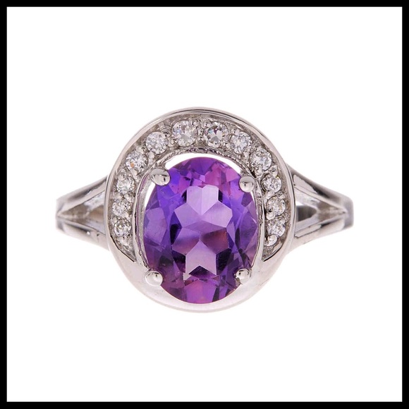 AMETHYST PURPLE STERLING SILVER CZ RING A2C - Picture 8 of 8